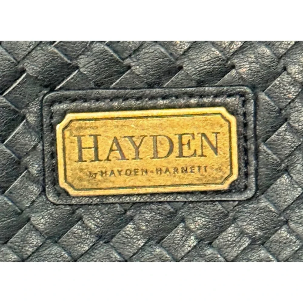 Hayden by Hayden Harnett‎ Shoulder Bag Black Woven Vegan Leather Tote Shopping